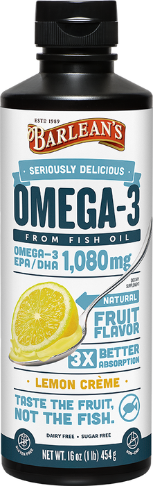 Barleans Omega 3 Fish Oil (lemon flavored) 16oz
